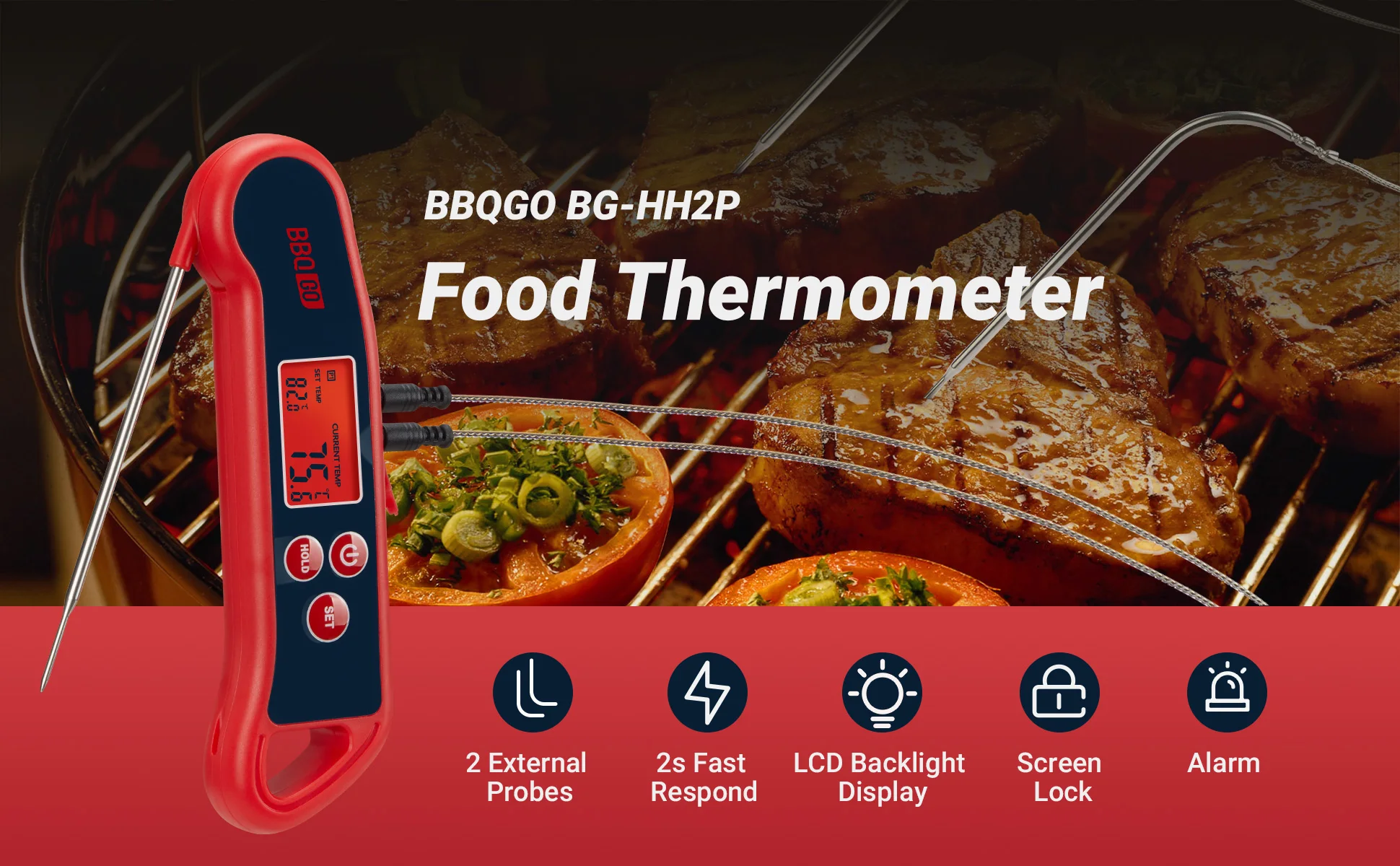 Wholesale Inkbird Instant Read BG-HH2P BBQ Thermometer with 2