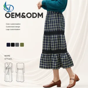 2026 New Retro Printed Design Checkered Skirt High Waist Skirt, Suitable for Summer Wear