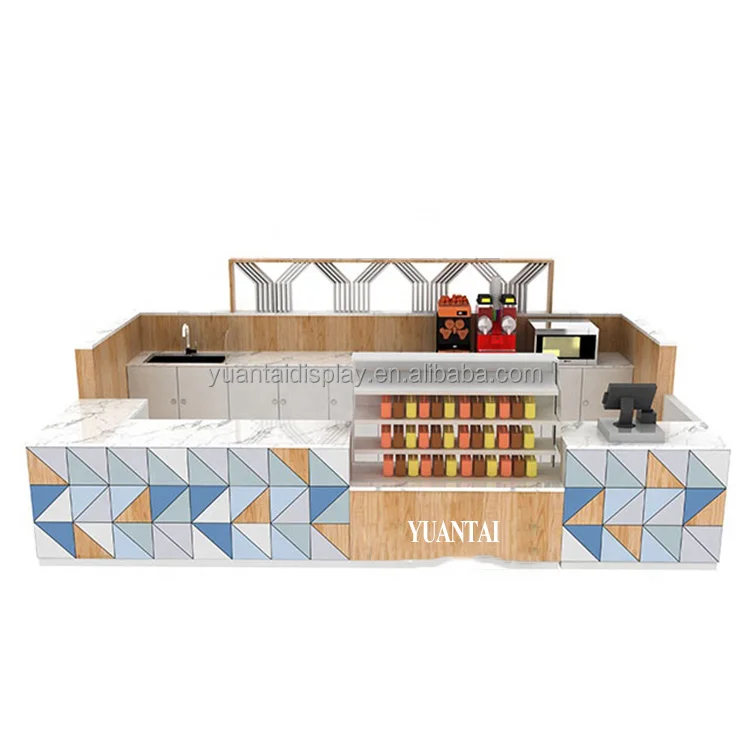 High Quality Coffee Bubble Tea Ice Cream Kiosk and Cafe Display Counter Design for Sale