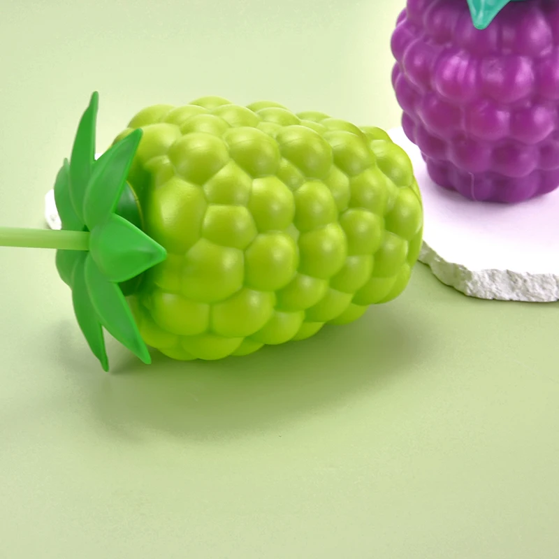 800ml HDPE Plastic Grape Shape Disposable Drink Cup Juice Cold Drink Custom Colour with Straw Lid