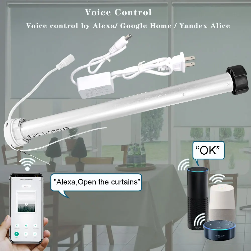Lifelibero Tuya Home Smart Office Mini Curtain Control System 38mm Tube Automatic Roller Shutter Electronic Shade Motor Zebra