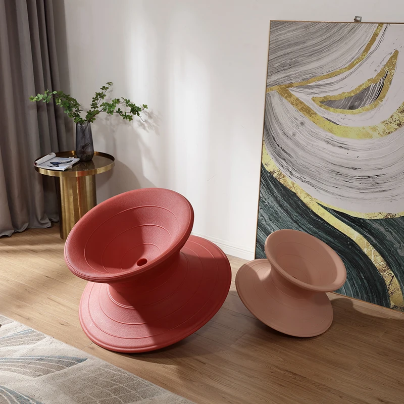 HANYEE Nordic Style Spun Rocking Chair Plastic Rattan Decorative Seat Home Office Living Room Hotel Use Funny Interesting Design