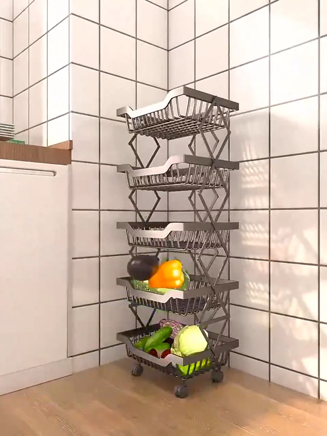 Multilayer Stretchable Fruit And Vegetable Storage Rack Buy Kitchen