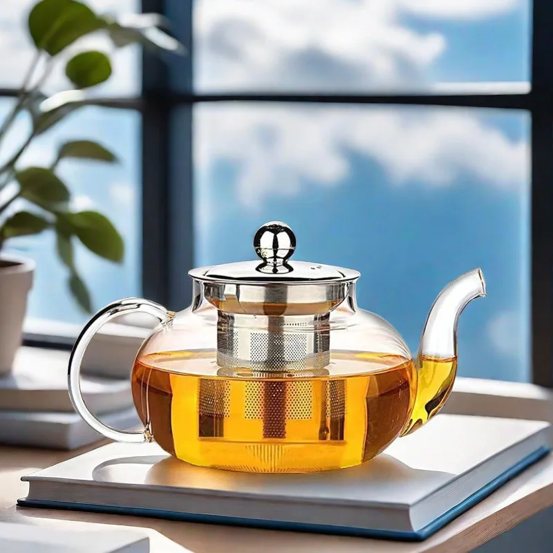 Coffee Filter Tea Infuser Stainless Steel Micro Mesh Filter Net with High Quality Borosilicate Glass Teapot
