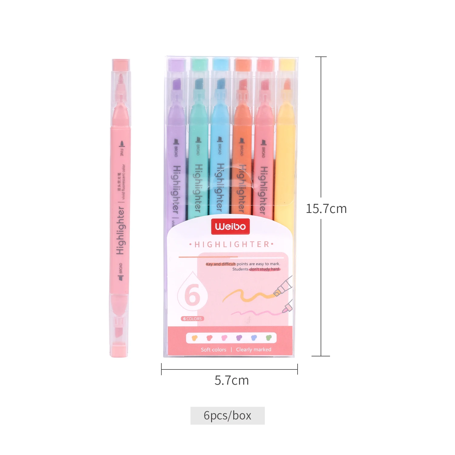 Double-head Soft Color Multi-colored Highlighter Marker Pen Factory ...