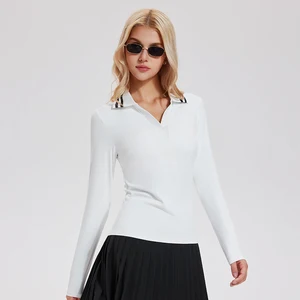 Women Classic Long Sleeve Sporty Shirt Nylon Spandex Sustainable Golf Tennis Pullover Sweatshirt