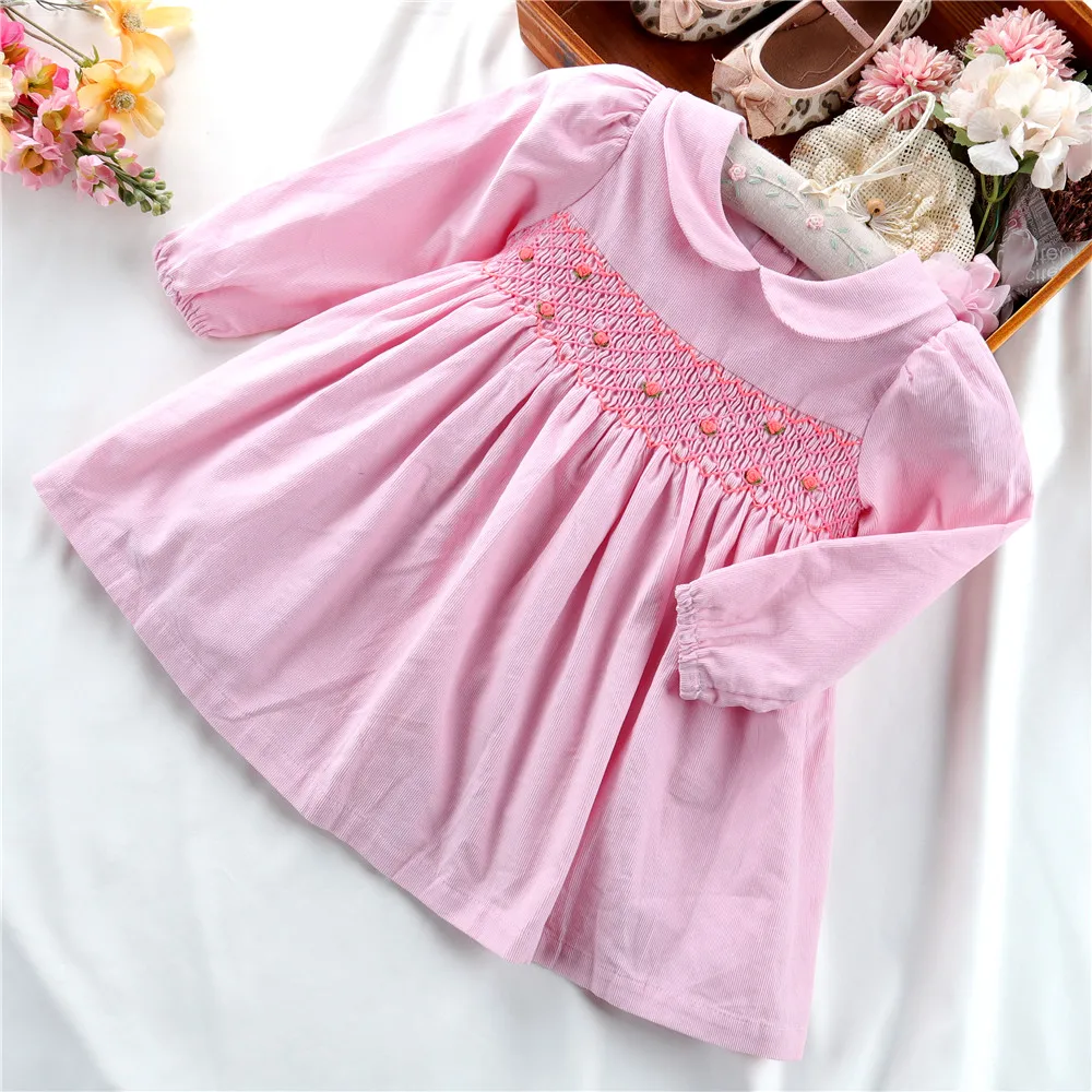 Winter Smocked Dress for Baby Girls Hand Made Wholesale