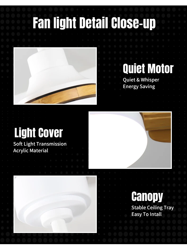 Pure DC Motor Remote Control Best Fans Big Size  Industrial Light Fan Ceiling with Remote Control Smart ABS  Ceiling Fan Light