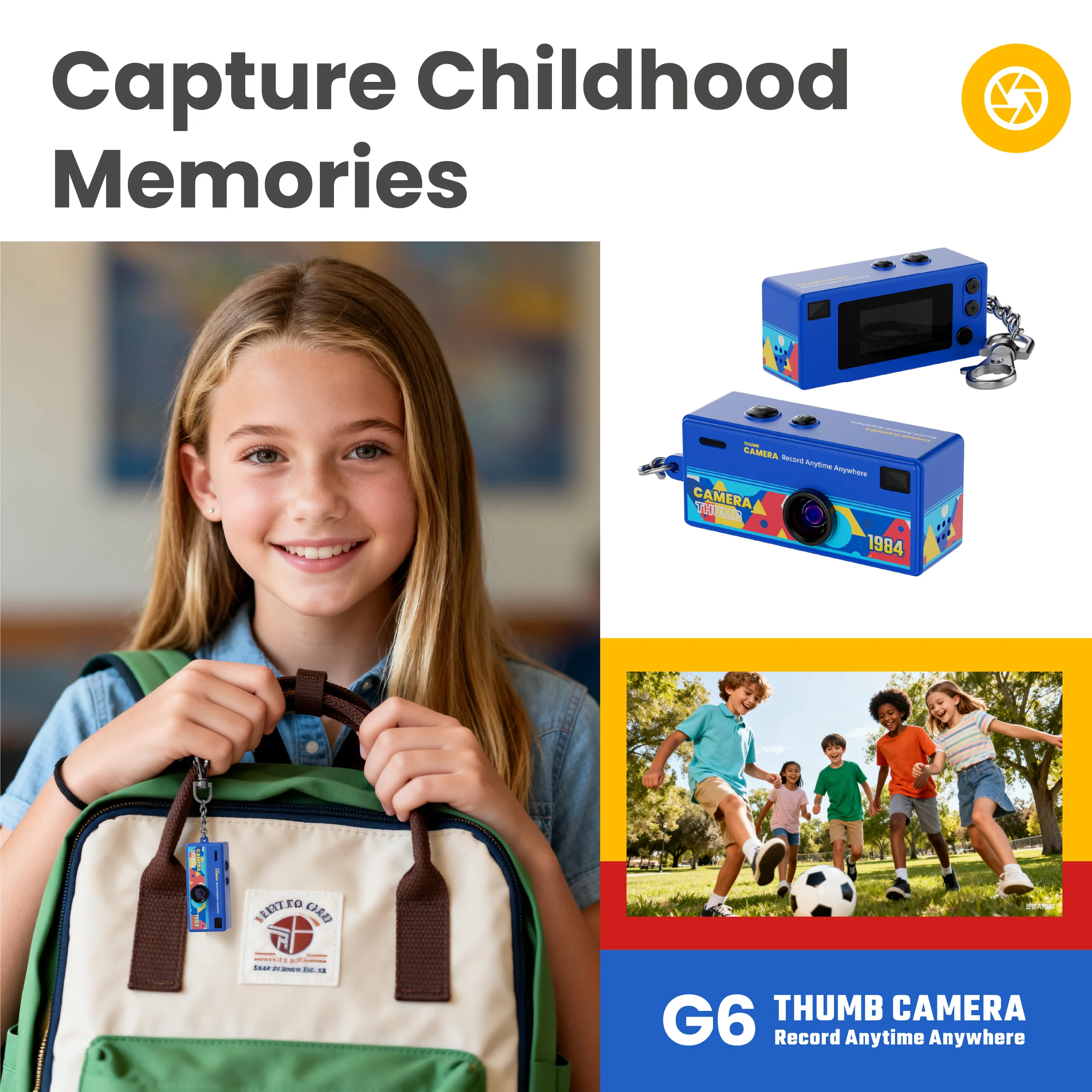 Thumb G6 Mini Retro Camera - Compact Keychain Camcorder