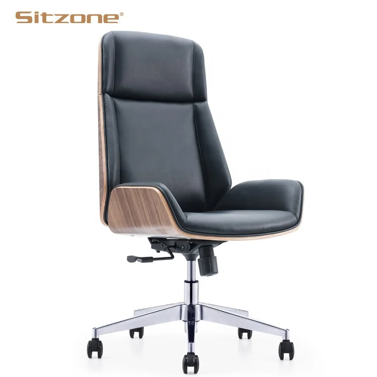 Luxury Leather Executive Office Chairs - Adjustable Bentwood
