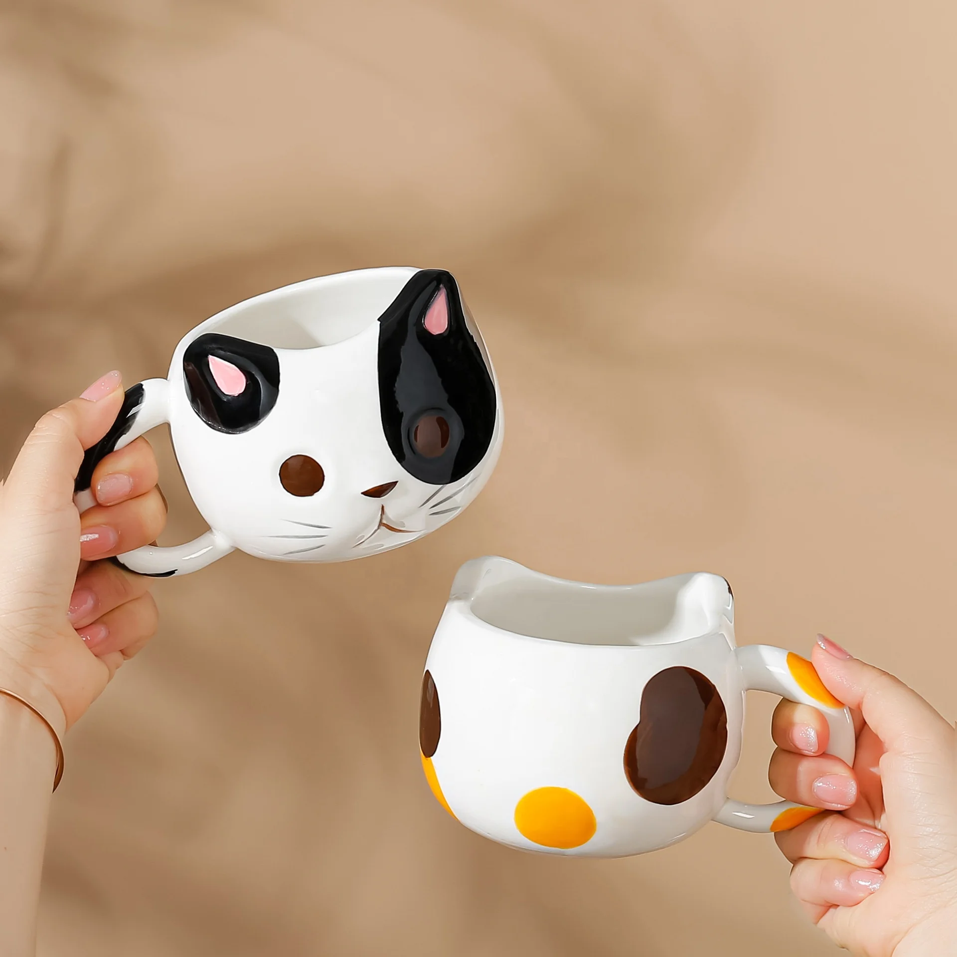 cat coffee cups Kutani Ware Cat Mug - Japanese Ceramic Coffee Mug