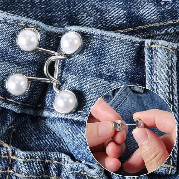 YN Make Tighter Button Adjuster for Pants Jeans Skirt Sleeves Jean Button Pins No Sewing Pants Clips Waist Buckle Set
