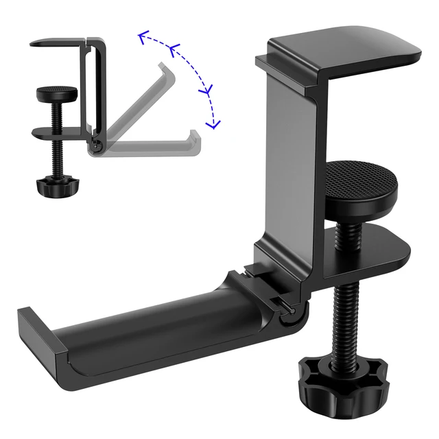 Foldable Headphone Hook Aluminum Headset Soundbar Stand Clamp Hook Bracket Under Desk Space Save Headphone Stand Hanger Holder