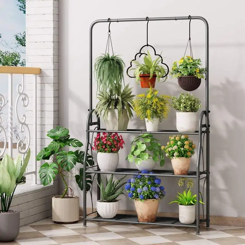 Lot De 3 Pots De Fleurs à Suspendre Pour Balustrade - En Fer - Pour
