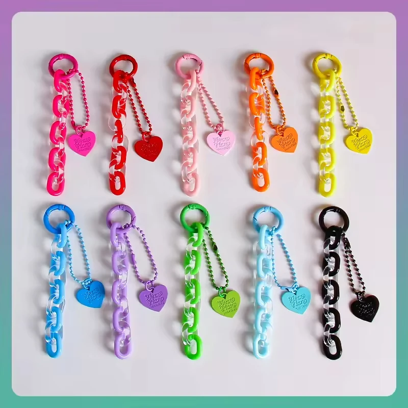 Multi Color Creative Alloy Acrylic Chain Love Keychain Small Fresh