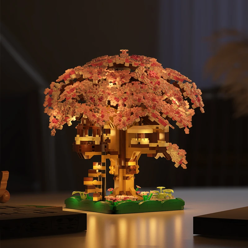 Diy Educational Plastic Model Toy Sakura Tree Building Block Sets for Scenes Including Forest Jungle City Park Flower Farm Trees