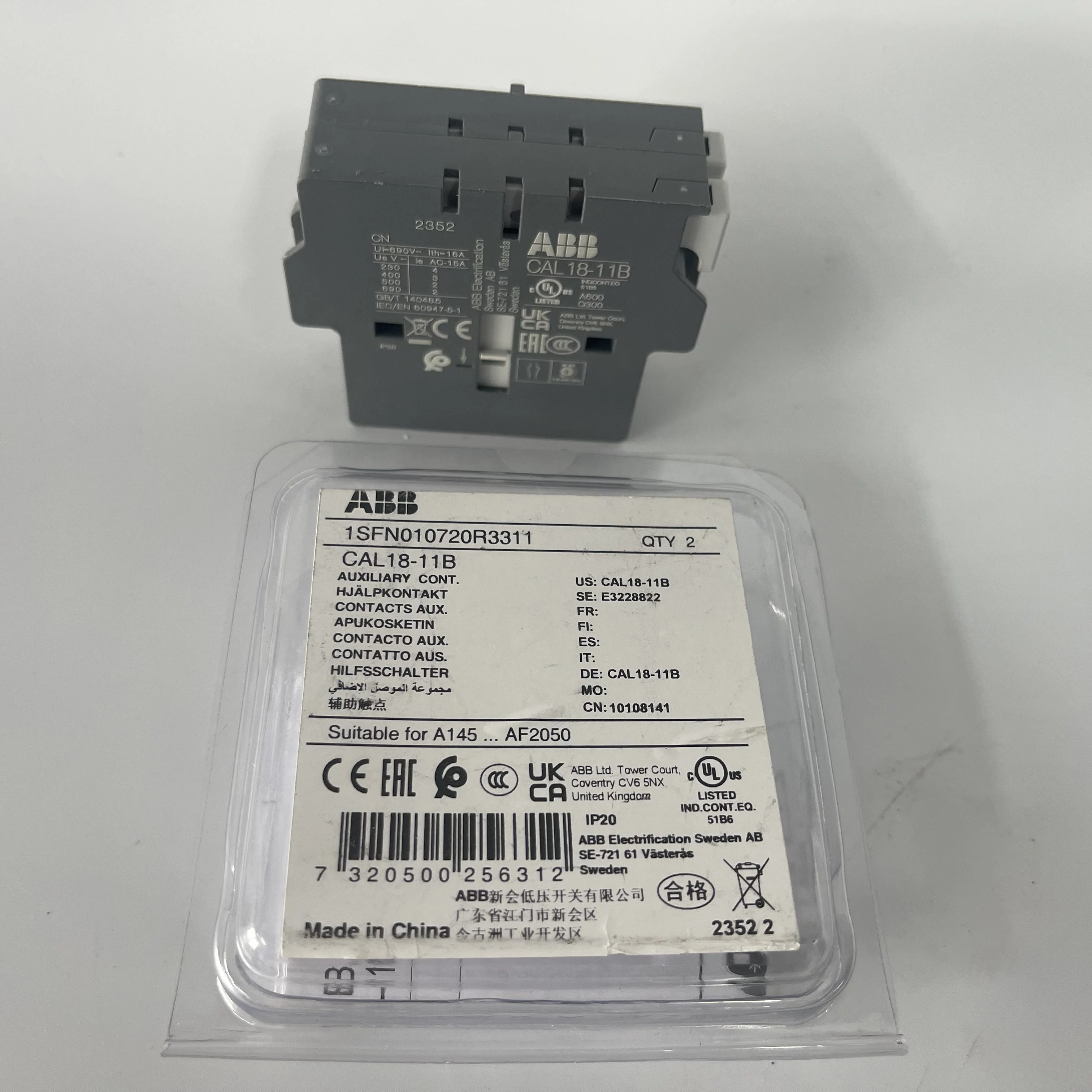 ABB Auxiliary Contact Block CAL18-11B 1SFN010720R3311 