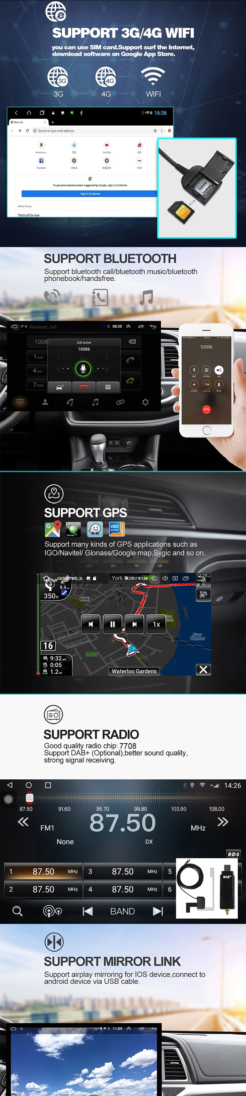 TS10 Android 10 Universal Touch Screen Car Radio 7862 Player For Honda Jeep Toyota Nissan Hyundai Auto Stereo GPS with carplay