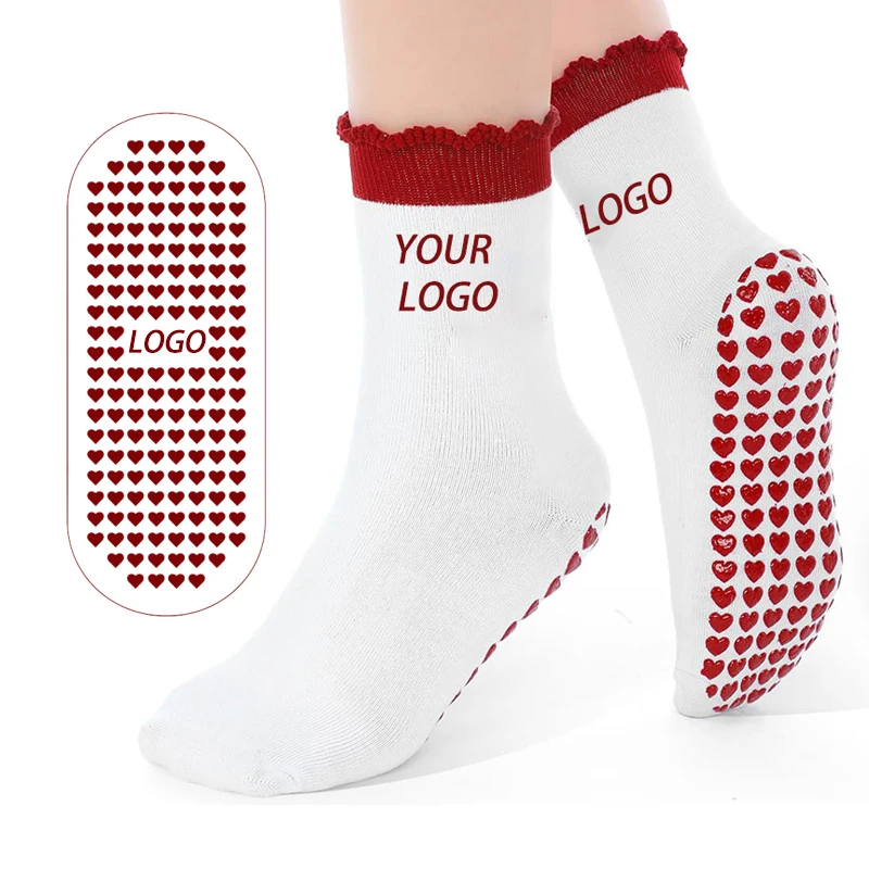 Women Ruffle Cuff Grips Yoga Socks Non Slip Athletic Socks Custom Logo Pilates Socks