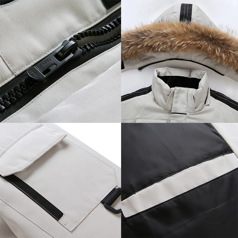 Winter New Men Solid-Color 90% White Duck Down Men's Stand Collar Warm Thick Jackets Male Detachable H Casual Parka_voghion.com