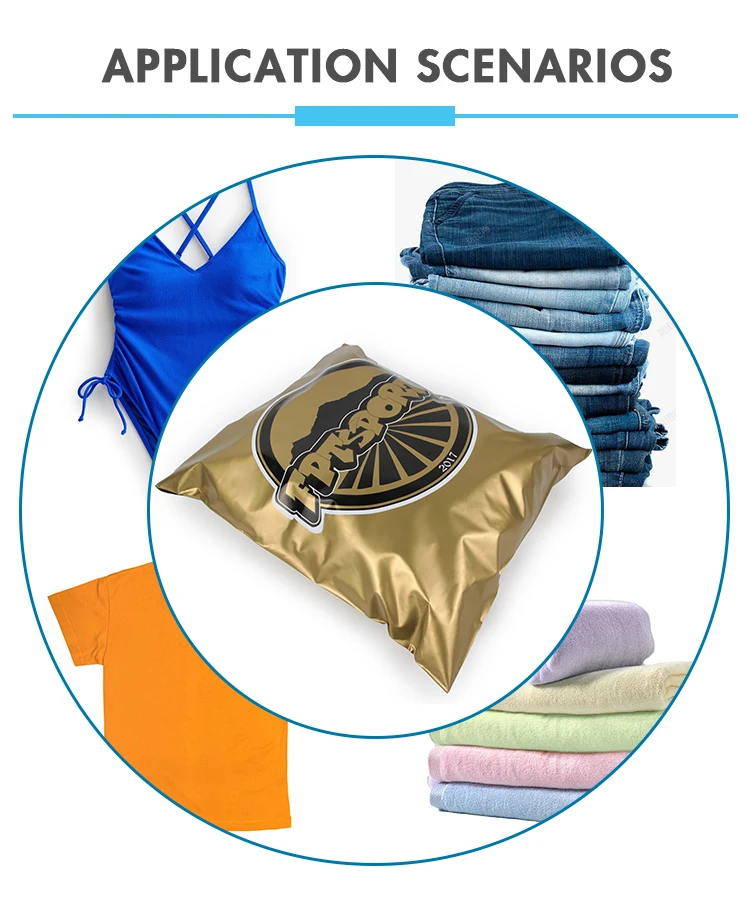 Custom Printed Logo Self Sealing Gold Poly Mailer Clothing Packaging