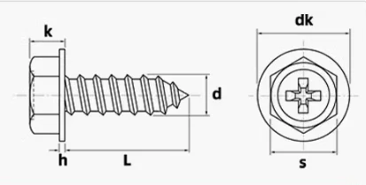 product best quality license plate screw corrosion resistance stainless steel cross recessed slotted hex flange head self tapping screw-59