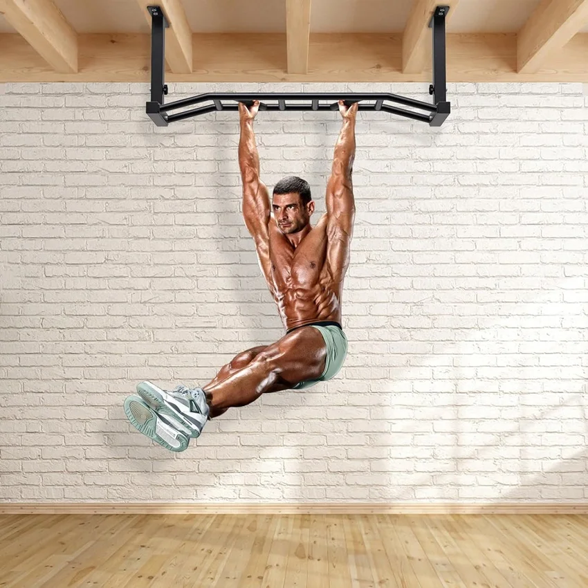 Wellshow Sport Ceiling Mounted Pull up Bar Height Adjustable Heavy Duty  Multi-Grip Chin up Bar Home Gym and Strength Training