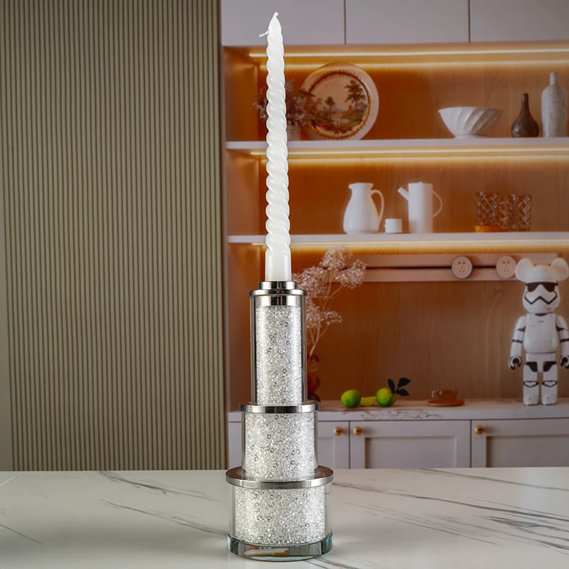 product contains broken diamonds three layer cake shape birthday home art wedding decoration crystal candlestick-5