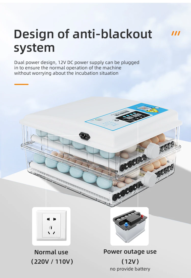 64 Eggs Incubator Automatic Temperature And Humidity Control Egg