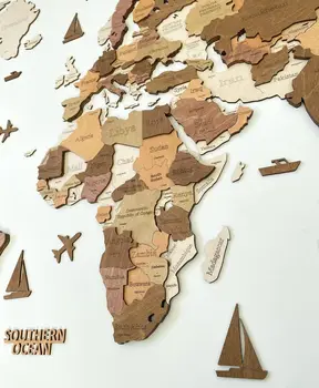 Multi Layer 3d Wooden World Map Travel Map With State And Capital New House Wall Decoration Traveler's Gift Office Decoration