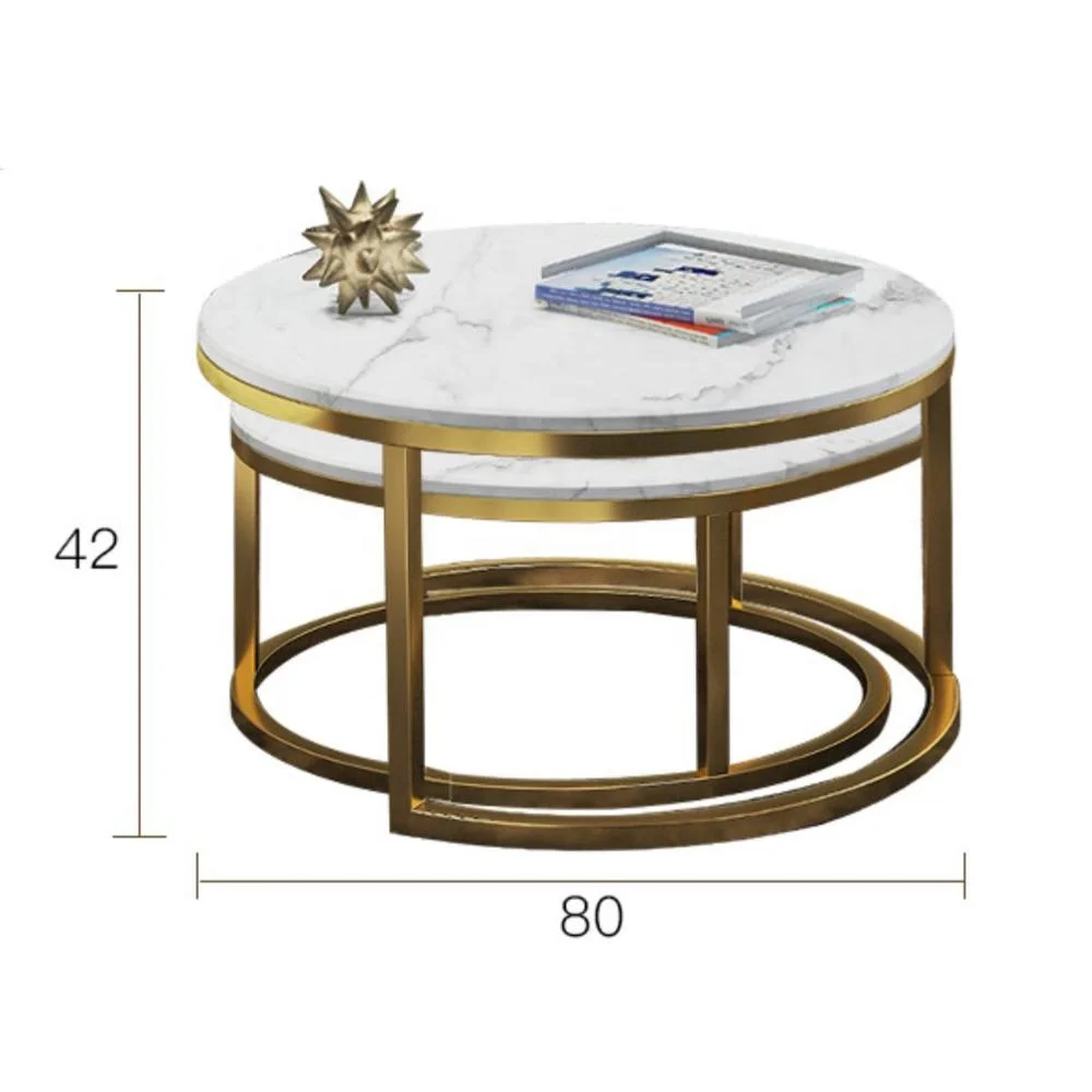 ガレージ リビングルームテーブルホワイトストーンペデスタルマーブルコーヒーテーブルゴールドブラスメタルレッグダイニングテーブルベース