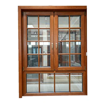 Double Glaze Aluminum clad wood Thermal Break Heat sound Insulated Aluminum casement Window with stainless steel screen