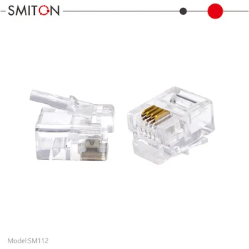 Connettore PCB RJ11 6P4C A 90° Per Telefono - Presa Modulare Angolo Retto 4 Pin, Nuovo