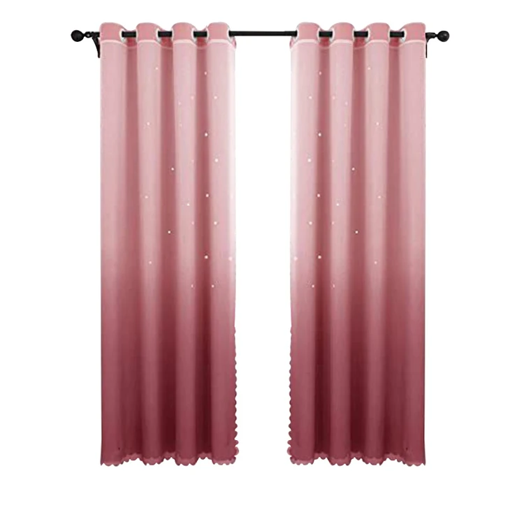 Wholesale Cheap Ready Made Polyester Blackout Embroidery Gradient Color luxury curtains