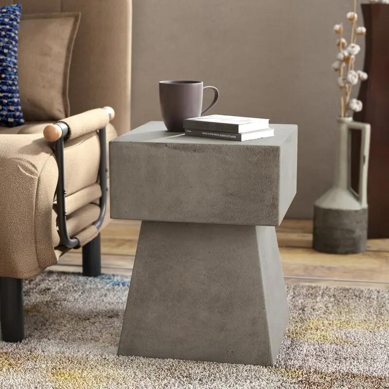 Garden Stool Outdoor Tall Accent Table Small Stone Faux Contemporary