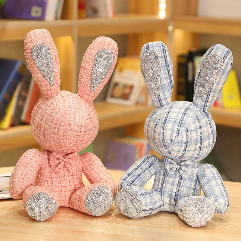 New 38cmCute Diamond Inlaid Rabbit Plush Toys Bunny DIY Doll Ornament  Creative Gifts Accompany Xmas Birthday Toys For Children - AliExpress