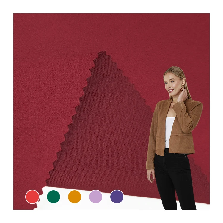 Hot Selling Solid Italy Knitted Suede Fabric, 92 Polyester 8 Spandex Material Scuba Suede Fabric for Shirt/