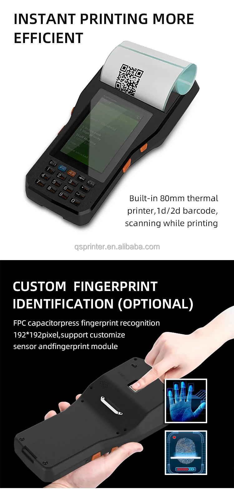 Qun Suo Rugged Android Handheld PDA Barcode Scanner Terminal With Inner ...