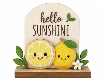 Hello Sunshine Lemon Wooden Tabletop Decoration