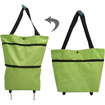 Foldable Scalable Oxford Cloth Fashion Home Supermarket Shopping Cart Outdoor Portable Bag Handcart