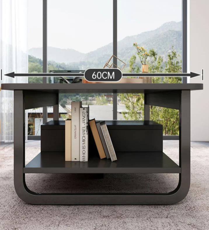 Home Furniture Simple Modern Black White Wooden Coffee Table 120cm Long ...