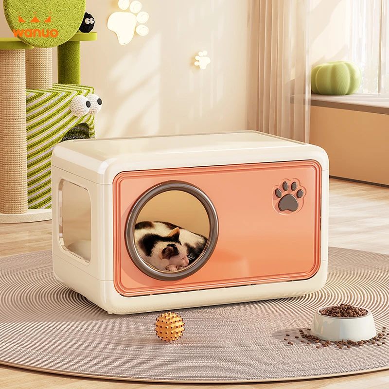 Wanuo Katlanabilir Kedi Evi Yığılabilir Kedi Maması Saklama ve Uyuma Alanı Çift Çıkışlı Kedi Yatağı
