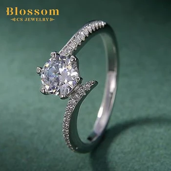 Blossom CS Jewelry High Quality Wholesale 925 Sterling Silver Ring Diamond Simple GRA Moissanite Rings Fine Jewelry for Women