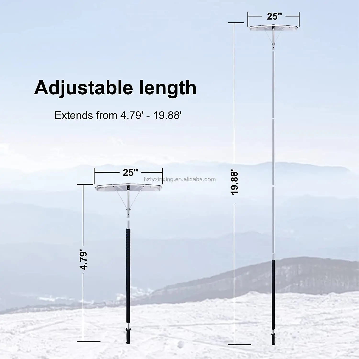 Xinxing 20 ft High Reach Aluminum Extension Pole with Roof Snow Shovel Customized OEM Support Tool