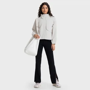 Murad Department Soft Shell Hooded Stand-up Collar Two-wear Sports Coat Women Waterproof with Pockets Loose Casual Jacket