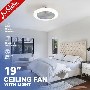 1stshine LED Ceiling Fan Indoor 19 Inches White Color Bedroom Ceiling Fan with RGB Light