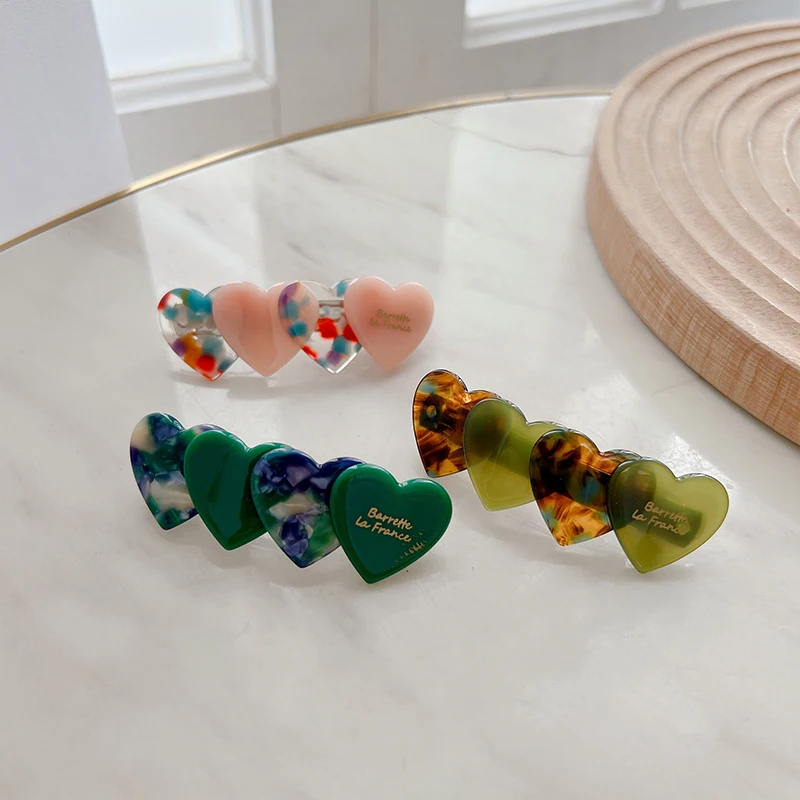 DOWELL Korean Simple Medium Horizontal Clip One Word Heart Acetate