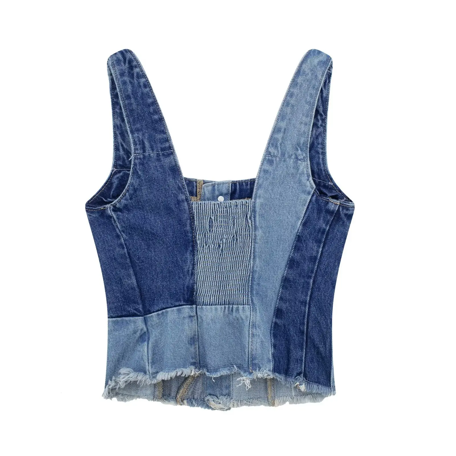 Custom Women Outdoor Breathable Casual Short Tank Top Chic Shoulder Sexy Denim Vest
