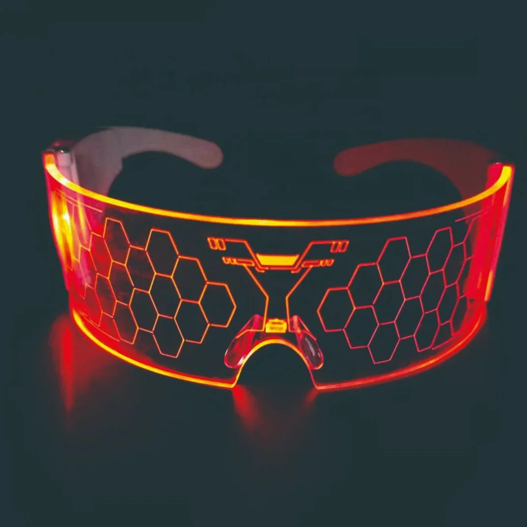 Futuristic LED Glasses Light Up Glasses Cool Neon Cyber Robot Sunglasses NEW