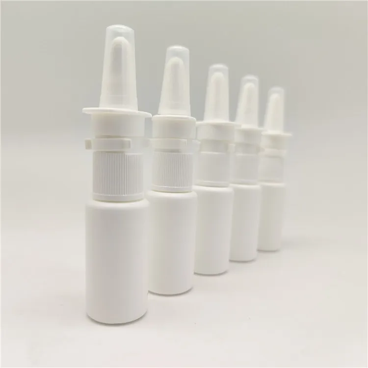 5ml 10ml 15ml 30ml White Empty PE Nasal Spray Bottle with Snap on Pharmaceutical Nasal Sprayer